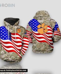 Clemson Tigers Flag American Camouflage Veteran 3D Hoodie Clemson Tigers Gift