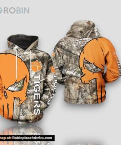 Clemson Tigers Punisher Camouflage Veteran Hunting 3D Hoodie NCAA Cheer Gifts