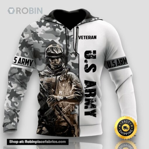 Cool US Army Veteran 3D Hoodie Gifts For Army Veterans