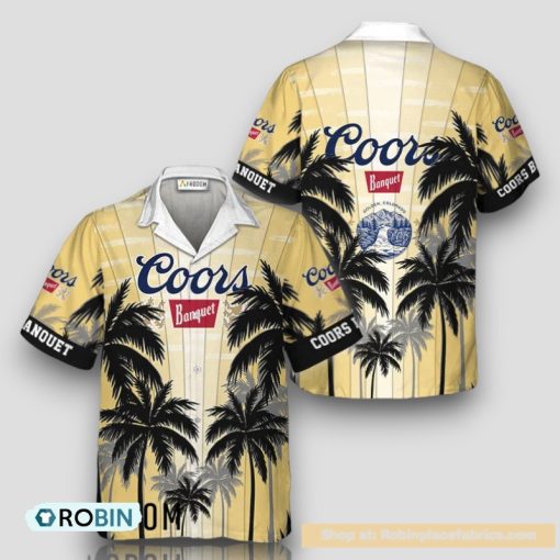 Coors Banquet Tropical Coconut Palms Hawaiian Shirt