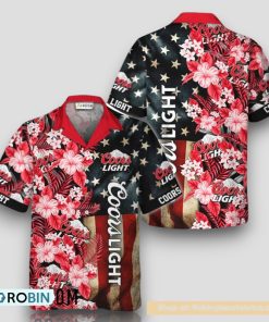 Coors Light American Flag Tropical Flower Hawaiian Shirt Coors Light American Flag Tropical Flower Hawaiian Shirt