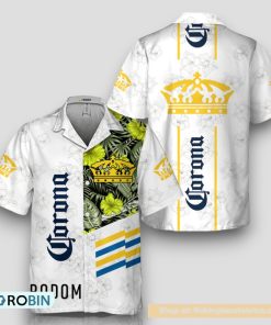 Corona Extra White Tropical Flower Hawaiian Shirt