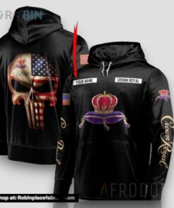 Custom Name Skull Crown Royal Hoodie