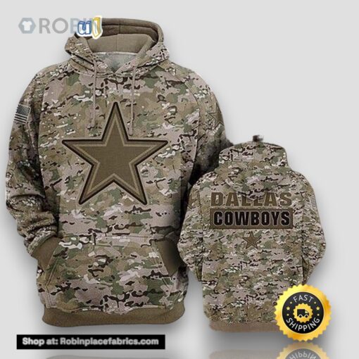 Dallas Cowboys Camouflageurflage Veteran 3D Hoodie 3D Sweatshirt