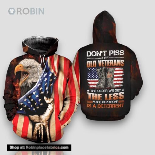 Don’t Piss Off Old Veteran Combat Boot Eagle US 3D Hoodie All Over Printed