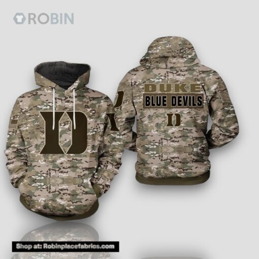 Duke Blue Devils Camouflage Veteran 3D Hoodie Duke Blue Devils Christmas Gifts