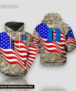 Duke Blue Devils US Flag Camouflage Veteran 3D Hoodie Duke Blue Devils Fan Gift Ideas