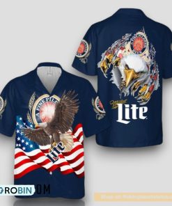 Eagle Patriotics 4th July Miller Lite Hawaiian Shirt Eagle Patriotics 4th July Miller Lite Hawaiian Shirt