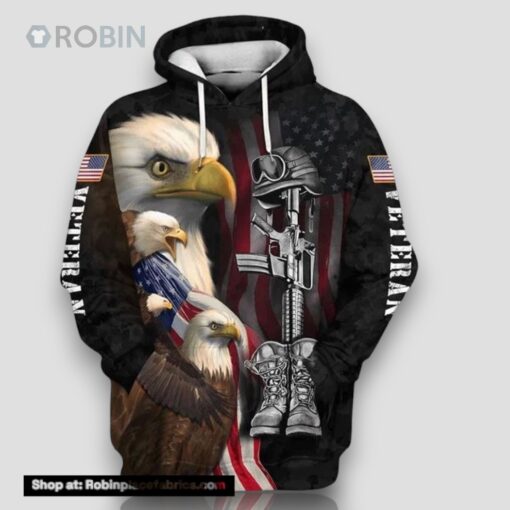 Eagle Veteran All Over Print 3D Hoodie For Military