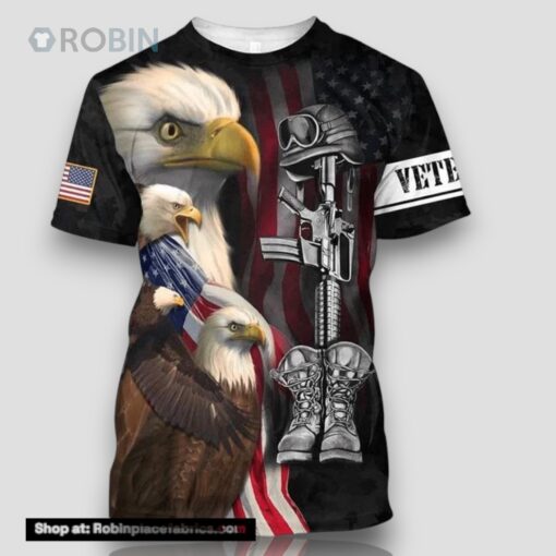 Eagle Veteran All Over Print 3D T Shirt For Military