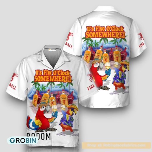 Fireball Whiskey Funny Parrot Hawaiian Shirt