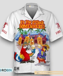 Fireball Whiskey Funny Parrot Hawaiian Shirt