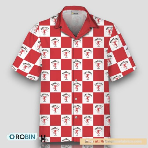 Fireball Whisky Checkerboard Hawaiian Shirt