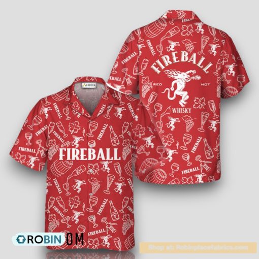 Fireball Whisky Doodle Art Hawaiian Shirt
