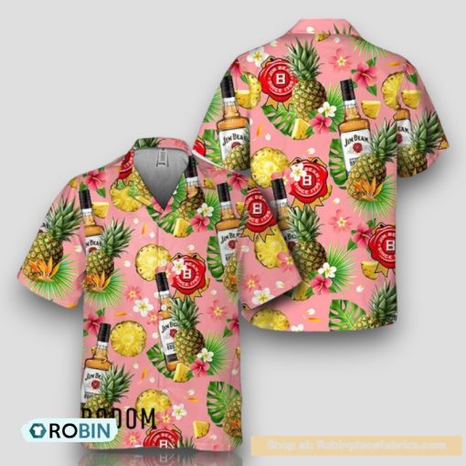 Floral Pineapple Jim Beam Hawaiian Shirt