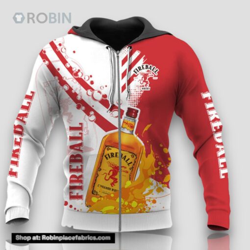 Funny Water Splash Fireball Whisky 3D Print Hoodie and Zip up