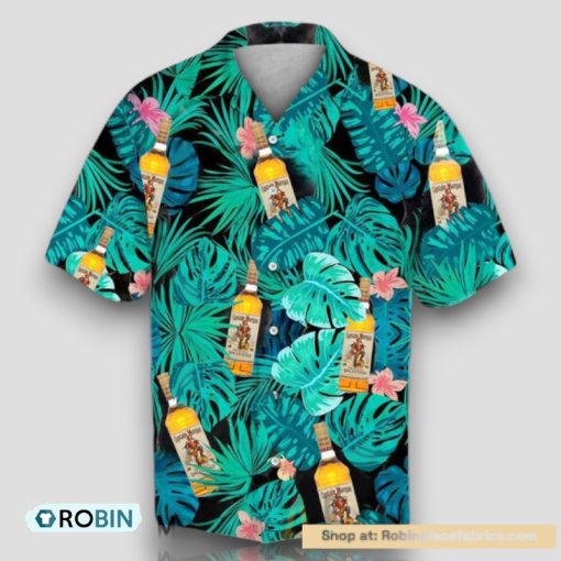 Green Tropical Palm Captain Morgan Hawaiian Shirt