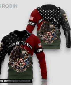 Home Of The Free Us Veteran 3D Hoodie Gifts For Military Men