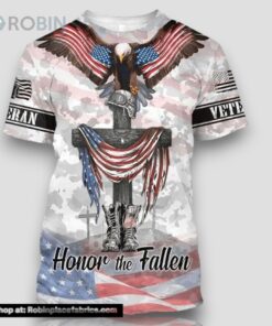 Honor The Fallen Eagle Veteran All Over Print 3D T Shirt For Military
