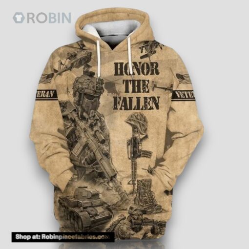 Honor The Fallen Veteran All Over Print 3D Hoodie For Army Veteran