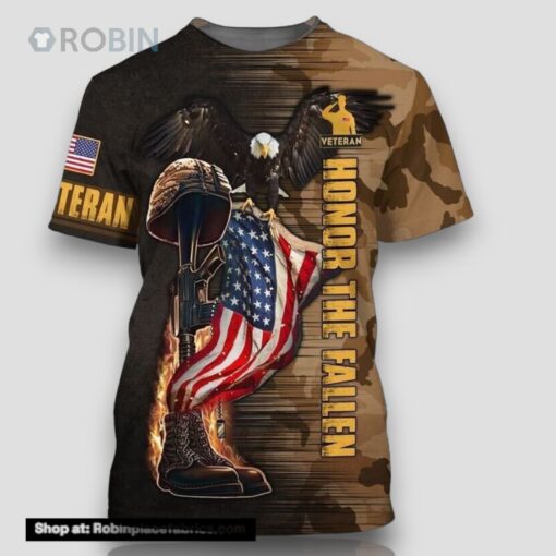 Honor The Fallen Veteran All Over Print 3D T Shirt For Military