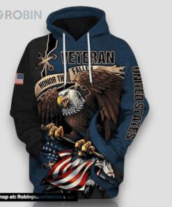 Honor The Fallen Veteran Eagle All Over Print 3D Hoodie A Great Gift for Veterans Day