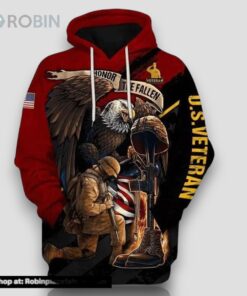 Honor The Fallen Veteran Eagle All Over Print 3D Hoodie For Military