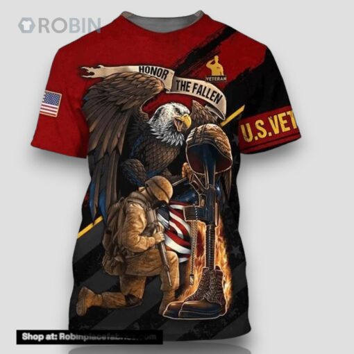 Honor The Fallen Veteran eagle All Over Print 3D T Shirt For Military