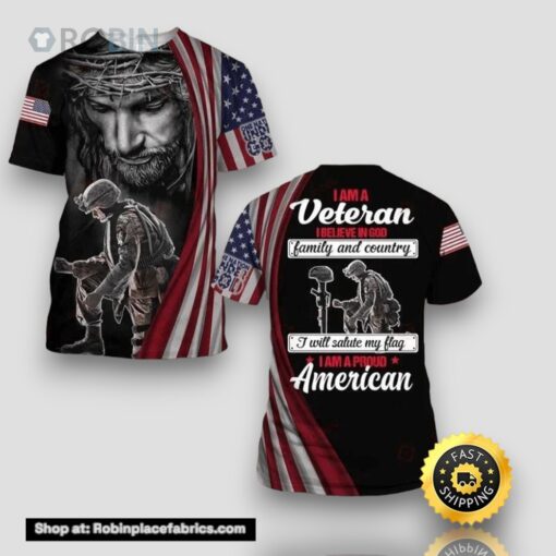 I Am A Veteran I Believe In God Family All Over Print 3D T Shirt For Military