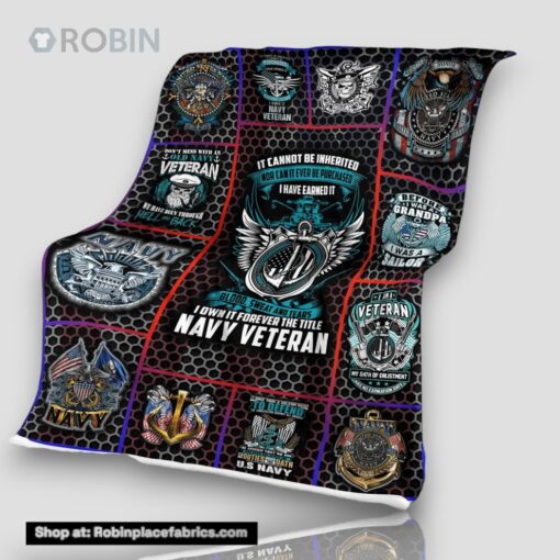 I Own It Forever The Title Navy Veteran Fleece Throw Blanket