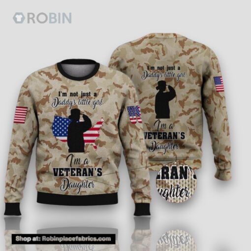 I’m Veteran Daughter Ugly Christmas Sweater Cute Christmas Gift For Men And Women