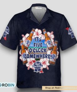 It’s Five O’clock Somewhere Pabst Blue Ribbon Hawaiian Shirt It’s Five O’clock Somewhere Pabst Blue Ribbon Hawaiian Shirt