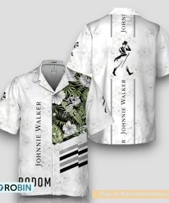 Johnnie Walker White Tropical Flower Hawaiian Shirt