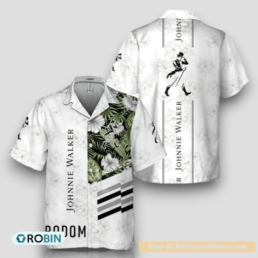 Johnnie Walker White Tropical Flower Hawaiian Shirt