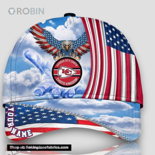 Kansas City Chiefs America Eagle Flag 4th Of July Baseball Cap, Football Veteran Cap