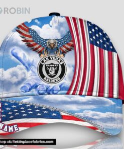 Las Vegas Raiders America Eagle Flag 4th Of July Baseball Cap, Football Veteran Cap