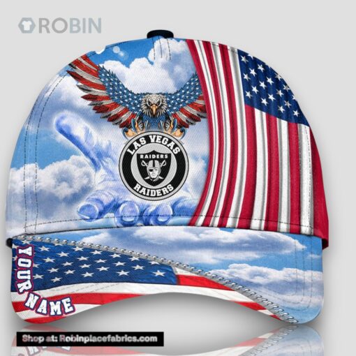 Las Vegas Raiders America Eagle Flag 4th Of July Baseball Cap, Football Veteran Cap