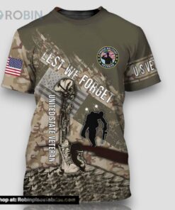 Lest We Forget United State Veteran All Over Print 3D T Shirt For Military