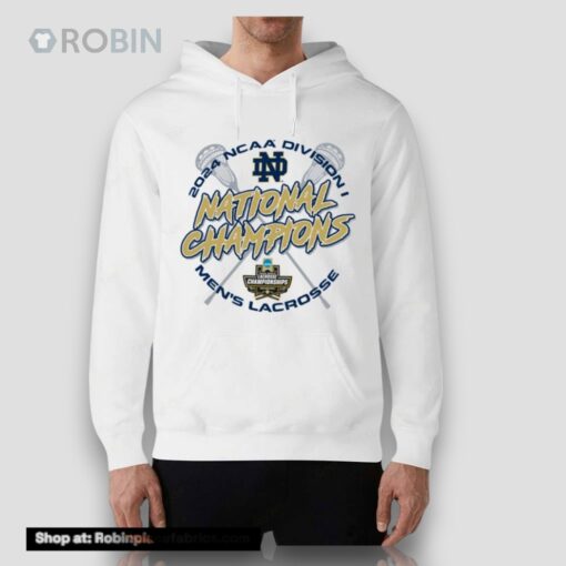 Men’s Champion White Notre Dame Fighting Irish 2024 NCAA Men’s Lacrosse National Champions Locker Room Shirt