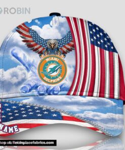 Miami Dolphins America Eagle Flag 4th Of July Baseball Cap, Football Veteran Cap