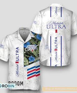 Michelob ULTRA White Tropical Flower Hawaiian Shirt Michelob ULTRA White Tropical Flower Hawaiian Shirt
