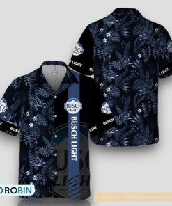 Midnight Tropical Foliage Busch Light Hawaiian Shirt