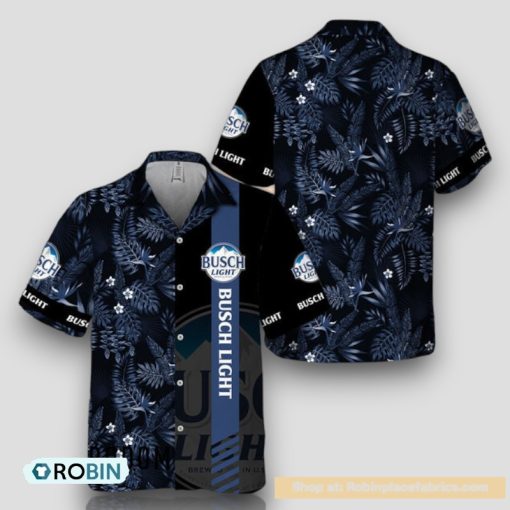 Midnight Tropical Foliage Busch Light Hawaiian Shirt