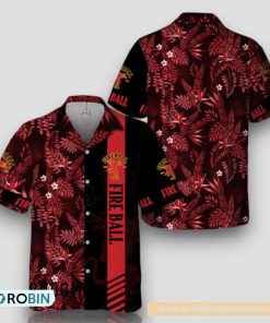 Midnight Tropical Foliage Fireball Whisky Hawaiian Shirt