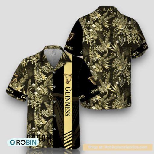 Midnight Tropical Foliage Guinness Hawaiian Shirt