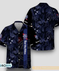 Midnight Tropical Foliage Pabst Blue Ribbon Hawaiian Shirt Midnight Tropical Foliage Pabst Blue Ribbon Hawaiian Shirt