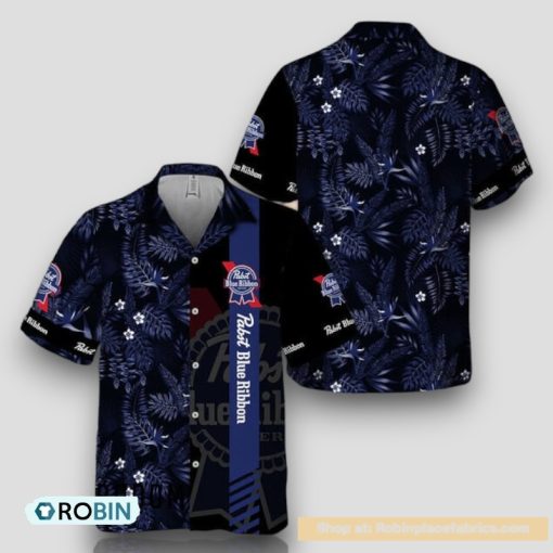 Midnight Tropical Foliage Pabst Blue Ribbon Hawaiian Shirt