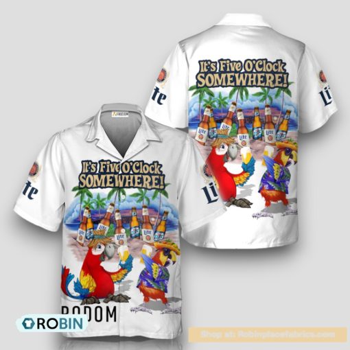 Miller Lite Funny Parrot Hawaiian Shirt