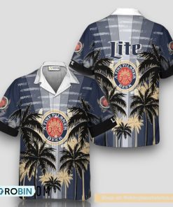 Miller Lite Tropical Coconut Palms Hawaiian Shirt
