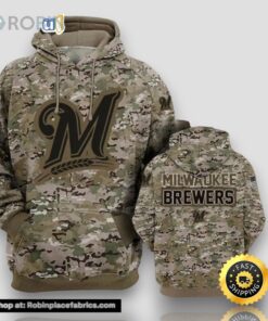 Milwaukee Brewers Camouflageuflage Veteran 3D Hoodie